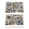 Floor plan: Three Bedroom Townhome