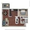 Floor plan: 1BR/1BA A