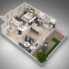 Floor plan: One Bedroom One Bath 