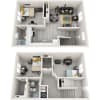 Floor plan: 2x2 Den - Washer/Dryer - Station