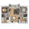 Floor plan: 2 Bed | 2 Bath - B