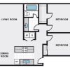 Floor plan: Two Bedroom One Bathroom AA