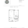 Floor plan: 1 Bedroom, 1 Bathroom