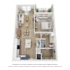 Floor plan: The Roanoke 1BD 1BA