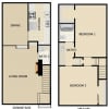 Floor plan: 2 BEDROOMS 1.5 BATHS