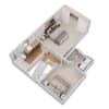 Floor plan: 2 Bedroom 1.5 Bathroom - B1
