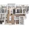 Floor plan: 3BR-1