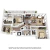 Floor plan: 2 Bed/2 Bath Den-D02