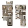 Floor plan: Three Bedroom Townhome	