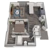 Floor plan: 1x1 Apartment — Private Backyard + Doggy Door!