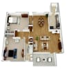 Floor plan: 2 Bedroom, 1 Bathroom