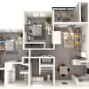 Floor plan: 2 Bedroom 2 Bath 1037