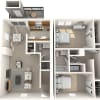 Floor plan: Two Bedroom Townhome
