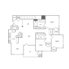 Floor plan: Three Bedroom With Garage (1410 SF)