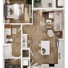 Floor plan: 1BD, 1BTH A