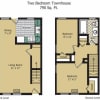 Floor plan: Two Bedroom Townhouse