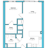Floor plan: One Bedroom One Bath (694 SF)