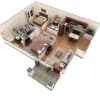 Floor plan: 2 BR Designer Courtyard Garage