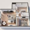 Floor plan: 2 bed 2 bath