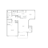 Floor plan: One Bedroom One Bath (736 SF)