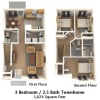 Floor plan: Three Bedroom Townhome