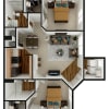 Floor plan: Two Bed Two Bath