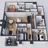 Floor plan: 3 Bedroom D1