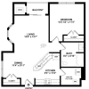 Floor plan: 1BR/1BA