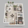 Floor plan: One Bedroom + Den