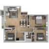 Floor plan: 3 Bedroom / 1 Bathroom