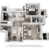 Floor plan: 2 Bed 1 Bath 832 SF