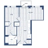 Floor plan: 1 Bed/1 Bath-H1B-Balcony
