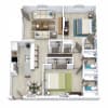 Floor plan: 2 Bed 2 Bath JP 1020