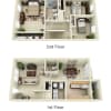 Floor plan: Large Three Bedroom One and Half Bathroom Townhome