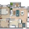 Floor plan: 1x1 | 3rd Floor | E or W View