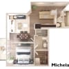 Floor plan: Michelangelo -  1 Bedroom 1.5 Bath 