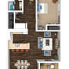 Floor plan: 1 Bedroom 1 Bath 708