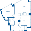 Floor plan: 2 Bedroom, 2 Bath - 965