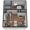 Floor plan: 1 BR 1 BA 