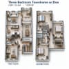 Floor plan: 3 Bedroom Townhome B