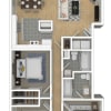 Floor plan: 3 Bedroom, 2 Bath