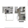 Floor plan: 1x1 2-Story Loft Inspired