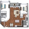 Floor plan: 2 Bedroom  2 Bath  (C)