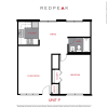 Floor plan: A2 - 1 Bed / 1 Bath (730 sf)