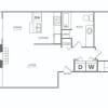 Floor plan: One Bedroom (698 SF) Renovated