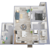 Floor plan: 1 BR DEN B2.1
