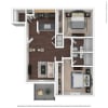 Floor plan: 2 Bedrooms, 2 Bathrooms