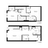Floor plan: 2BR/2.5BA Townhouse 1477 SF TB1