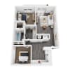Floor plan: 2 Bed, 1 Bath W/D