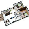 Floor plan: 2 Bed/ 1 Bath